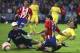 MADRID, SPAIN - OCTOBER 30: Mateja Kezman (C) of Atletico de Madrid narrowly misses a cross at the goalmouth during a Primera Liga match between Atletico Madrid and Villarreal at the Calderon stadium on October 30, 2005 in Madrid, Spain.(Photo by Denis Do