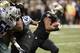 Nov 10, 2013; New Orleans, LA, USA; New Orleans Saints running back Mark Ingram (22) carries for a touchdown against the Dallas Cowboys during the third quarter at Mercedes-Benz Superdome. Mandatory Credit: John David Mercer-USA TODAY Sports