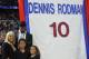 AUBURN HILLS, MI - APRIL 1: Dennis Rodman poses with his family during the retirement ceremony of his Detroit Pistons #10 on April 1, 2011 at The Palace of Auburn Hills in Auburn Hills, Michigan. NOTE TO USER: User expressly acknowledges and agrees that,
