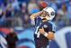 Nov 10, 2013; Nashville, TN, USA; Tennessee Titans quarterback Ryan Fitzpatrick (4) passes against the Jacksonville Jaguars during the second half at LP Field. Jacksonville won 29-27. Mandatory Credit: Jim Brown-USA TODAY Sports