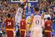 Oct 29, 2013; Lawrence, KS, USA; Kansas Jayhawks center Joel Embiid (21) dunks the ball during the second half of the game against the Pittsburg State Gorillas at Allen Fieldhouse. The Jayhawks won 97-57. Mandatory Credit: Denny Medley-USA TODAY Sports