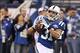 Nov 10, 2013; Indianapolis, IN, USA; Indianapolis Colts running back Donald Brown (31) warms up prior to the game against the St. Louis Rams at Lucas Oil Stadium. Mandatory Credit: Brian Spurlock-USA TODAY Sports