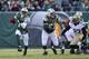 EAST RUTHERFORD, NJ - NOVEMBER 3: Quarterback Geno Smith #7 of the New York Jets carries the ball in the 2nd half of the Jets 26-20 win over the New Orleans Saints at MetLife Stadium on November 3, 2013 in East Rutherford, New Jersey. (Photo by Ron Antone