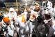 Nov 9, 2013; Morgantown, WV, USA; Texas Longhorns cornerback Leroy Scott (31) celebrates with teammates after beating the West Virginia Mountaineers 47-40 in overtime at Milan Puskar Stadium. Mandatory Credit: Evan Habeeb-USA TODAY Sports