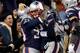 FOXBORO, MA - NOVEMBER 3: Tom Brady #12 of the New England Patriots celebrates with LeGarrette Blount #29 of the New England Patriots after Blunt's touchdown in the 2nd half against the Pittsburgh Steelers in the first half at Gillette Stadium on November