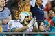 TAMPA, FL - NOVEMBER 11: A Miami Dolphins fan looks on in the first half against the Tampa Bay Buccaneers at Raymond James Stadium on November 11, 2013 in Tampa, Florida. (Photo by Mike Ehrmann/Getty Images)