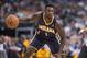 Oct 25, 2013; Dallas, TX, USA; Indiana Pacers shooting guard Lance Stephenson (1) brings the ball up court during the game against the Dallas Mavericks at the American Airlines Center. The Pacers defeated the Mavericks 98-77. Mandatory Credit: Jerome Miro