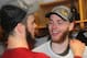 BOSTON, MA - JUNE 24: Jonathan Toews #19 of the Chicago Blackhawks celebrates with teammate Conn Smythe winner Patrick Kane #88 in the locker room after their team defeated the Boston Bruins 3-2 in Game Six of the 2013 Stanley Cup Final at TD Garden on J
