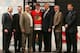 VANCOUVER, BC - JUNE 24: 3rd overall pick Jonathan Toews of the Chicago Blackhawks poses on stage with team personnel and NHL Commissioner Gary Bettman (L) during the 2006 NHL Draft held at General Motors Place on June 24, 2006 in Vancouver, Canada. (Ph