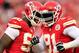 KANSAS CITY, MO - OCTOBER 20: Outside linebacker Tamba Hali #91 of the Kansas City Chiefs is congratulated by outside linebacker Justin Houston #50 after sacking quarterback Case Keenum #7 of the Houston Texans late in the 2nd half of the game at Arrowhe
