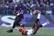 BALTIMORE, MD - NOVEMBER 10: Running back Bernard Pierce #30 of the Baltimore Ravens rushes past cornerback Terence Newman #23 of the Cincinnati Bengals in the third quarter at M&T Bank Stadium on November 10, 2013 in Baltimore, Maryland. The Baltimore Ra