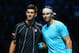 LONDON, ENGLAND - NOVEMBER 11: Novak Djokovic (L) of Serbia and Rafael Nadal of Spain pose prior to their men's singles final match during day eight of the Barclays ATP World Tour Finals at O2 Arena on November 11, 2013 in London, England. (Photo by Juli