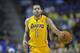October 5, 2013; Ontario, CA, USA; Los Angeles Lakers point guard Jordan Farmar (1) moves the ball up court against the Golden State Warriors during the second half at Citizens Business Bank Arena. Mandatory Credit: Gary A. Vasquez-USA TODAY Sports