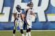 SAN DIEGO, CA - NOVEMBER, 10: Peyton Manning #18 of the Denver Broncos complains to the game officials for not penalizing Corey Liuget #94 of the San Diego Chargers for a tackle during the football game at Qualcomm Stadium on November 10, 2013 in San Die