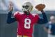Aug 9, 2013; South Bend, IN, USA; Notre Dame Fighting Irish quarterback Malik Zaire (8) throws during practice at the LaBar Practice Complex. Mandatory Credit: Matt Cashore-USA TODAY Sports