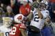 MADISON, WI - NOVEMBER 09: Cody Hoffman #2 of the BYU Cougars makes the catch in the end zone for a touchdown during the second half of play against the Wisconsin Badgers at Camp Randall Stadium on November 09, 2013 in Madison, Wisconsin. (Photo by Mike M
