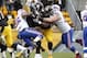 Nov 10, 2013; Pittsburgh, PA, USA; Buffalo Bills outside linebacker Jerry Hughes (55) sacks Pittsburgh Steelers quarterback Ben Roethlisberger (7) during the fourth quarter against at Heinz Field. The Pittsburgh Steelers won 23-10. Mandatory Credit: Char