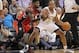 Nov 8, 2013; Indianapolis, IN, USA; Indiana Pacers forward David West (21) posts up Toronto Raptors forward Amir Johnson (15) at Bankers Life Fieldhouse. Indiana defeats Toronto 91-84. Mandatory Credit: Brian Spurlock-USA TODAY Sports