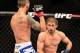 Sep 4, 2013; Belo Horizonte, BRAZIL; Marcos Vinicius Vina (blue shorts) fights against Ali Bagautinov during UFC Fight Night at Mineirinho Arena. Mandatory Credit: Jason Silva-USA TODAY Sports