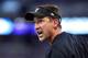 INDIANAPOLIS, IN - SEPTEMBER 08: Head coach Dennis Allen of the Oakland Raiders yells at an official from the sidelines during action against the Indianapolis Colts at Lucas Oil Stadium on September 8, 2013 Indianapolis,Indiana. Indianapolis defeated Oakl
