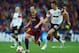 LONDON, ENGLAND - MAY 28: Andres Iniesta of FC Barcelona (L) in action against Michael Carrick of Manchester United during the UEFA Champions League final between FC Barcelona and Manchester United FC at Wembley Stadium on May 28, 2011 in London, England