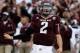 COLLEGE STATION, TX - NOVEMBER 09: Johnny Manziel #2 of the Texas A&M Aggies celebrates a touchdown pass in the third quarter during the game against the Mississippi State Bulldogs at Kyle Field on November 9, 2013 in College Station, Texas. (Photo by S
