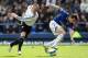 LIVERPOOL, UNITED KINGDOM - APRIL 06: Leighton Baines of Everton battles with Kenny Miller of Derby County during the Barclays Premier League match between Everton and Derby County at Goodison Park on April 6, 2008 in Liverpool, England. (Photo by Laure
