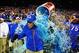 Dec. 22, 2011; Las Vegas, NV, USA; Boise State Broncos head coach Chris Petersen is doused with gatorade by offensive lineman (55) Chuck Hayes in the closing seconds of the game against the Arizona State Sun Devils during the 2011 Las Vegas Bowl at Sam Bo