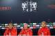 LONDON, ENGLAND - MAY 27: In this UEFA handout image Alex Ferguson (C), Rio Ferdinand (L) and Nemanja Vidic (R) attend the Manchester United press conference ahead of the UEFA Champions League Final against FC Barcelona at Wembley Stadium on May 27, 2011