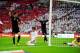 LONDON, ENGLAND - MAY 24: Guillermo Franco of Mexico celebrates his goal as Peter Crouch and Leighton Baines of England look on during the International Friendly match between England and Mexico at Wembley Stadium on May 24, 2010 in London, England. (Ph