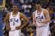 WESTWOOD, CA - FEBRUARY 02: (L-R)Russell Westbrook #0 and Kevin Love #42 of the UCLA Bruins celebrate during game against the Arizona Wildcats at Pauley Pavilion on February 2, 2008 in Westwood, California. (Photo by Lisa Blumenfeld/Getty Images)