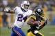 Nov 10, 2013; Pittsburgh, PA, USA; Pittsburgh Steelers wide receiver Emmanuel Sanders (88) runs after a pass reception as Buffalo Bills cornerback Stephon Gilmore (24) defends during the fourth quarter at Heinz Field. The Pittsburgh Steelers won 23-10. M