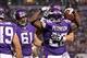 Nov 7, 2013; Minneapolis, MN, USA; Minnesota Vikings running back Adrian Peterson (28) celebrates his touchdown with teammates during the first quarter against the Washington Redskins at Mall of America Field at H.H.H. Metrodome. Mandatory Credit: Brace H