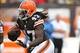 Oct 13, 2013; Cleveland, OH, USA; Cleveland Browns tight end MarQueis Gray (47) against the Detroit Lions during the second quarter at FirstEnergy Stadium. Mandatory Credit: Ron Schwane-USA TODAY Sports