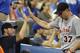 TORONTO, CANADA - JULY 3: Max Scherzer #37 of the Detroit Tigers high-fives teammate Justin Verlander #35 after being pulled in the seventh inning during MLB game action against the Toronto Blue Jays July 3, 2013 at Rogers Centre in Toronto, Ontario, Can
