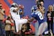Oct 6, 2013; East Rutherford, NJ, USA; Philadelphia Eagles wide receiver DeSean Jackson (10) catches a touchdown pass over New York Giants cornerback Prince Amukamara (20) in the fourth quarter during the game at MetLife Stadium. Mandatory Credit: Robert