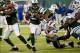 Sep 22, 2013; East Rutherford, NJ, USA; New York Jets running back Bilal Powell (29) with the ball against the Buffalo Bills at MetLife Stadium. Mandatory Credit: Robert Deutsch-USA TODAY Sports