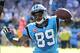 Oct 20, 2013; Charlotte, NC, USA; Carolina Panthers wide receiver Steve Smith (89) reacts after scoring a touchdown in the third quarter against the St. Louis Rams at Bank of America Stadium. Mandatory Credit: Bob Donnan-USA TODAY Sports