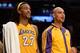 LOS ANGELES, CA - NOVEMBER 12: Jordan Hill #27 of the Los Angeles Lakers and Robert Sacre #50 react to the dunk of Xavier Henry #7 during a 116-95 win over the New Orleans Pelicans at Staples Center on November 12, 2013 in Los Angeles, California. NOTE