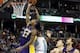 Nov 13, 2013; Denver, CO, USA; Los Angeles Lakers forward Jordan Hill (27) shoots the ball during the second half against the Denver Nuggets at Pepsi Center. The Nuggets won 111-99. Mandatory Credit: Chris Humphreys-USA TODAY Sports