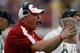 BATON ROUGE, LA - NOVEMBER 25: Head coach Bobby Petrino of the Arkansas Razorbacks yells from the sideline during the game against the Louisiana State University Tigers at Tiger Stadium on November 25, 2011 in Baton Rouge, Louisiana. (Photo by Chris Gra
