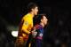 Forster and Barcelona forward Lionel Messi following a Champions League match.