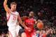 HOUSTON, TX - NOVEMBER 9: Chris Paul #3 of the Los Angeles Clippers drives the ball against Chandler Parsons #25 of the Houston Rockets on November 9, 2013 at the Toyota Center in Houston, Texas. NOTE TO USER: User expressly acknowledges and agrees that,