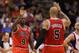 PHOENIX, AZ - NOVEMBER 14: Luol Deng #9 and Carlos Boozer #5 of the Chicago Bulls high five after scoring against the Phoenix Suns during the NBA game at US Airways Center on November 14, 2012 in Phoenix, Arizona. The Bulls defeated the Suns 112-106 in