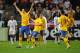 STOCKHOLM, SWEDEN - NOVEMBER 14: Zlatan Ibrahimovic of Sweden celebrates scoring his third goal during the international friendly match between Sweden and England at the Friends Arena on November 14, 2012 in Stockholm, Sweden. (Photo by Michael Regan/Ge
