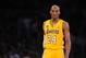 LOS ANGELES, CA - FEBRUARY 28: Kobe Bryant #24 of the Los Angeles Lakers looks on against the Minnesota Timberwolves at Staples Center on February 28, 2013 in Los Angeles, California. NOTE TO USER: User expressly acknowledges and agrees that, by downloadi
