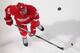 DETROIT, MI - OCTOBER 23: Johan Franzen #93 of the Detroit Red Wings flips the puck in warm-ups before an NHL game against the Ottawa Senators at Joe Louis Arena on October 23, 2013 in Detroit, Michigan. The Senators won 6-1. (Photo by Dave Reginek/NHL vi