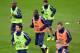 Italian players train ahead of the Germany match.