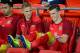CARDIFF, WALES - SEPTEMBER 10: Wales player Gareth Bale (r) shares a joke with team mates before the FIFA 2014 World Cup Qualifier Group A match between Wales and Serbia at Cardiff City Stadium on September 10, 2013 in Cardiff, Wales. (Photo by Stu Fors