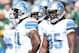 GREEN BAY, WI - OCTOBER 06: Reggie Bush #21 and Joique Bell #35 of the Detroit Lions warm up before the game against the Green Bay Packers at Lambeau Field on October 6, 2013 in Green Bay, Wisconsin. (Photo by Harry How/Getty Images)